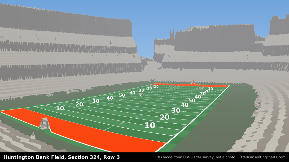 View from Huntington Bank Field Section 324, Row 3, looking toward the field