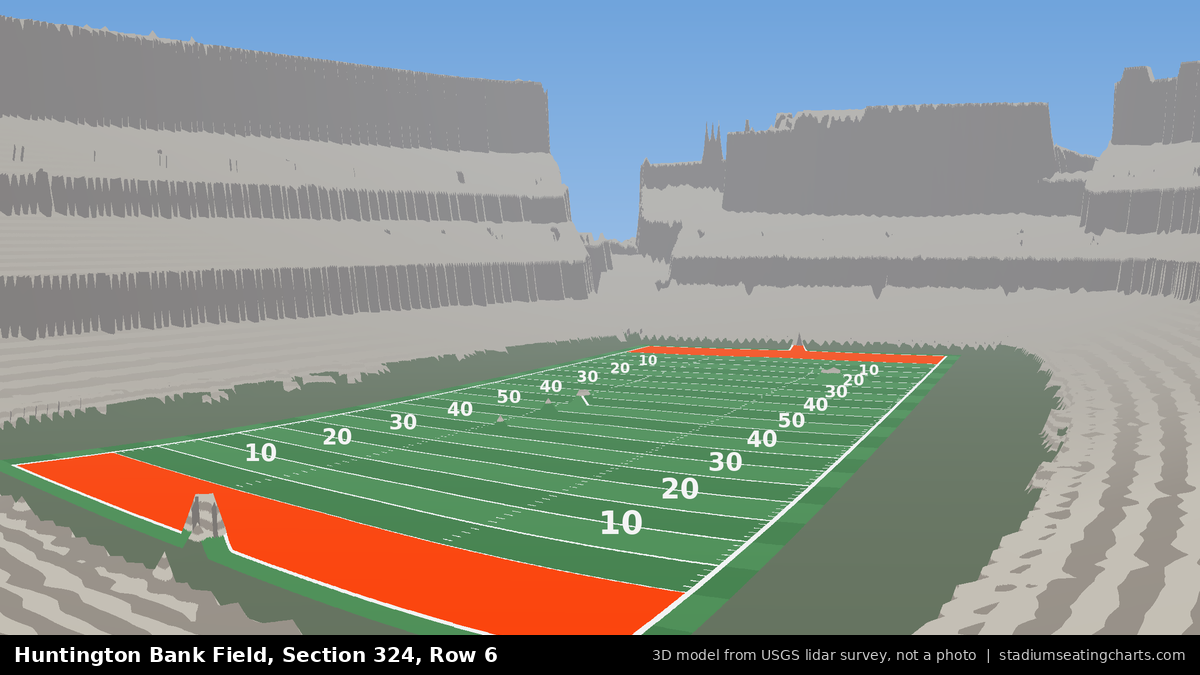 View from Huntington Bank Field Section 324, Row 6, looking toward the field