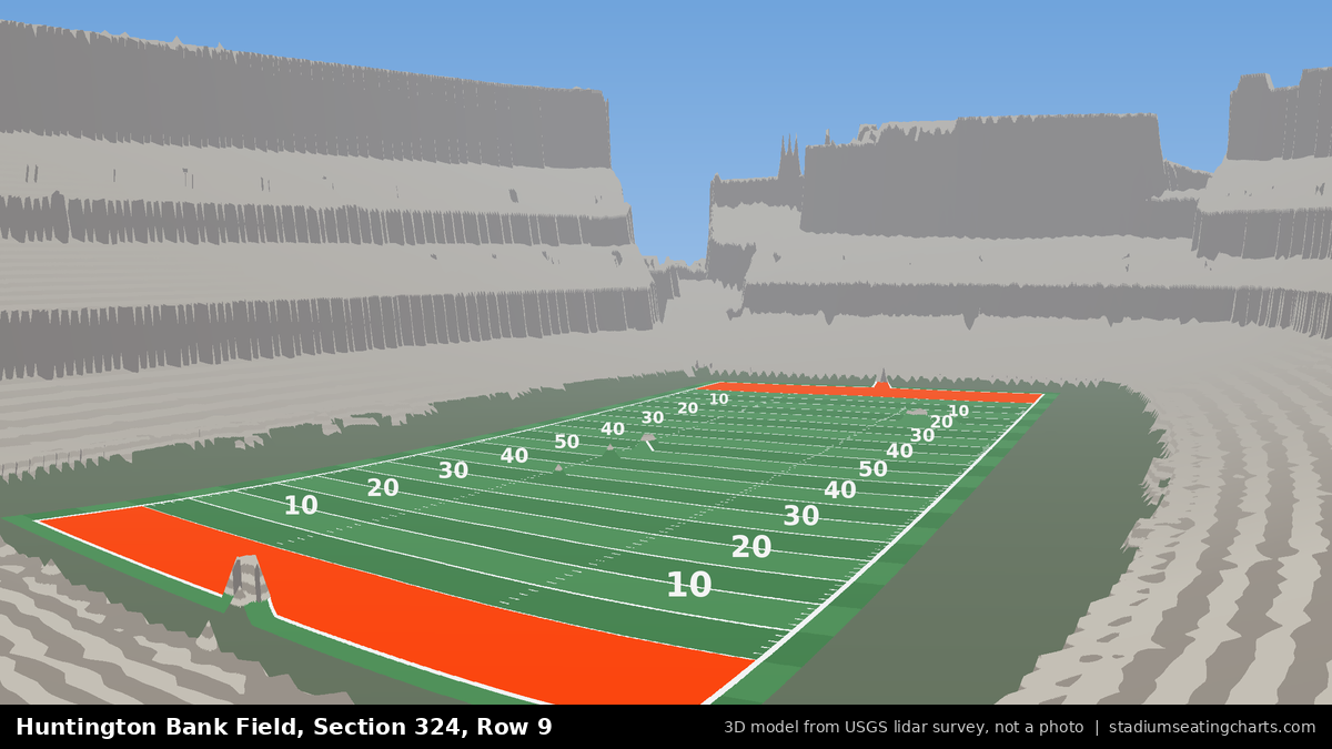 View from Huntington Bank Field Section 324, Row 9, looking toward the field