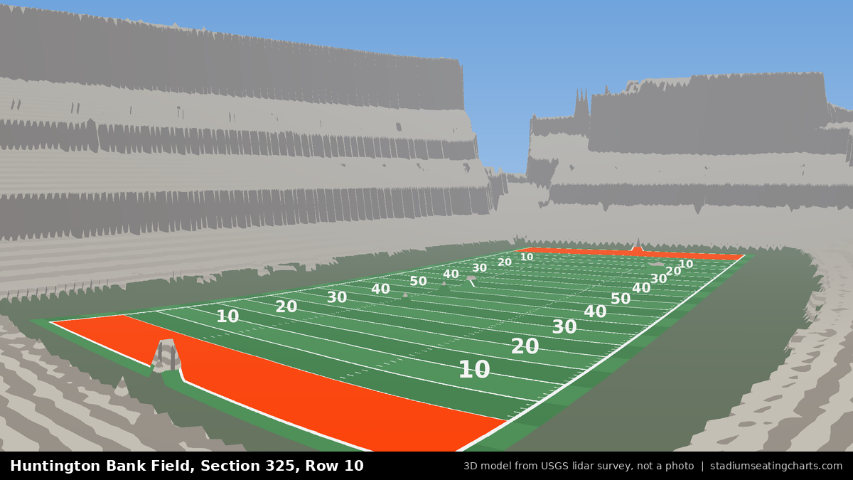 View from Huntington Bank Field Section 325, Row 10, looking toward the field