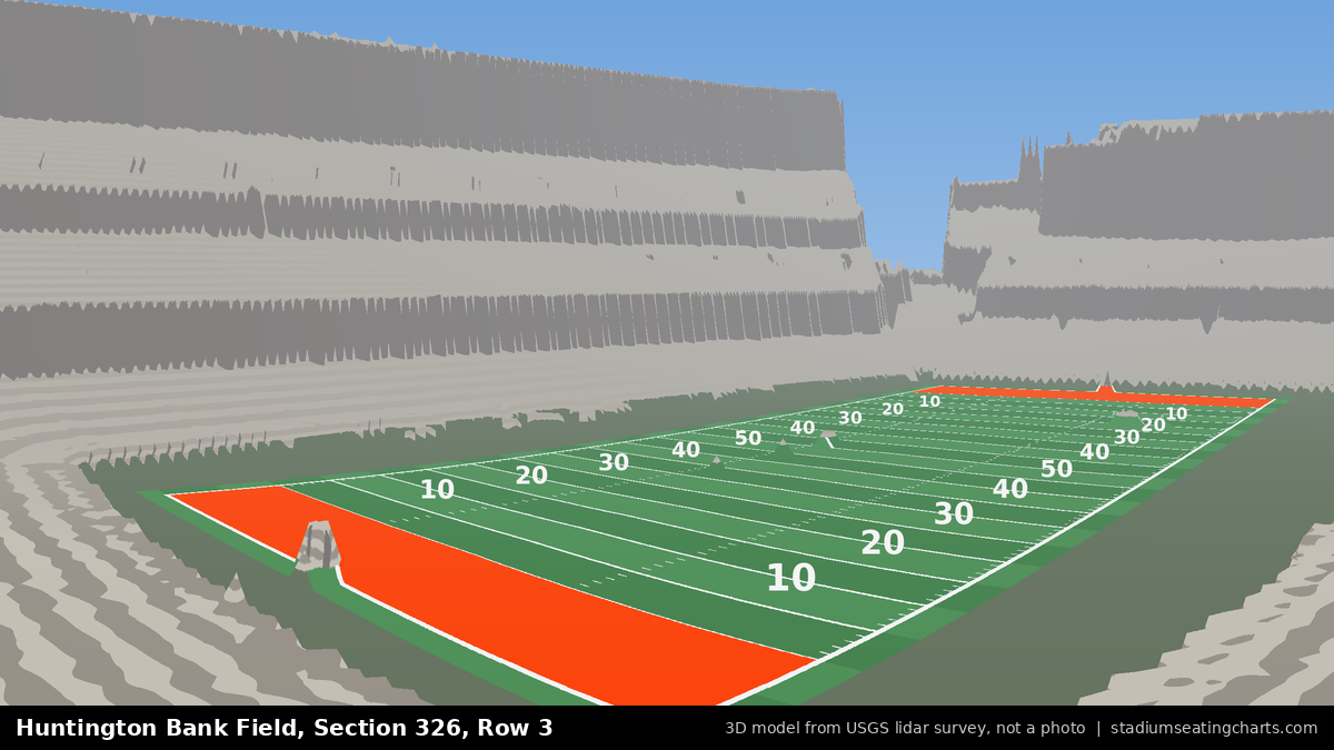 View from Huntington Bank Field Section 326, Row 3, looking toward the field