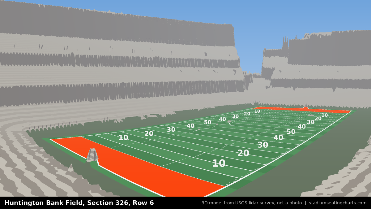 View from Huntington Bank Field Section 326, Row 6, looking toward the field