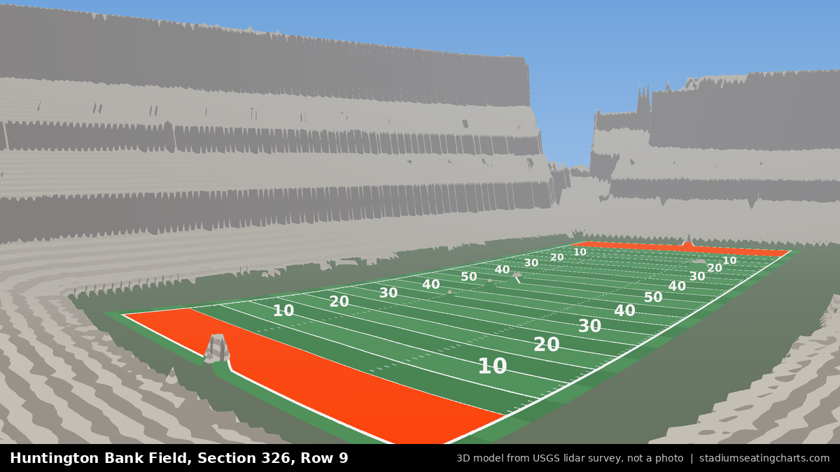 View from Huntington Bank Field Section 326, Row 9, looking toward the field