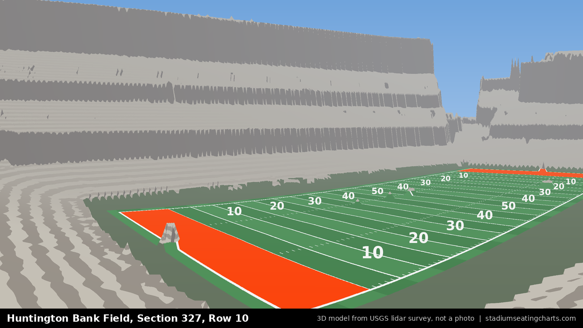 View from Huntington Bank Field Section 327, Row 10, looking toward the field