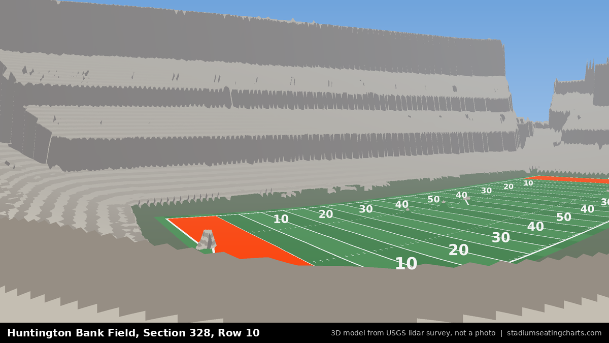 View from Huntington Bank Field Section 328, Row 10, looking toward the field