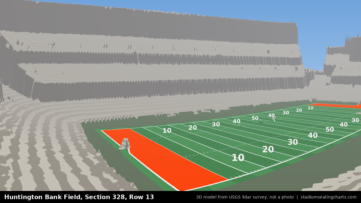 View from Huntington Bank Field Section 328, Row 13, looking toward the field