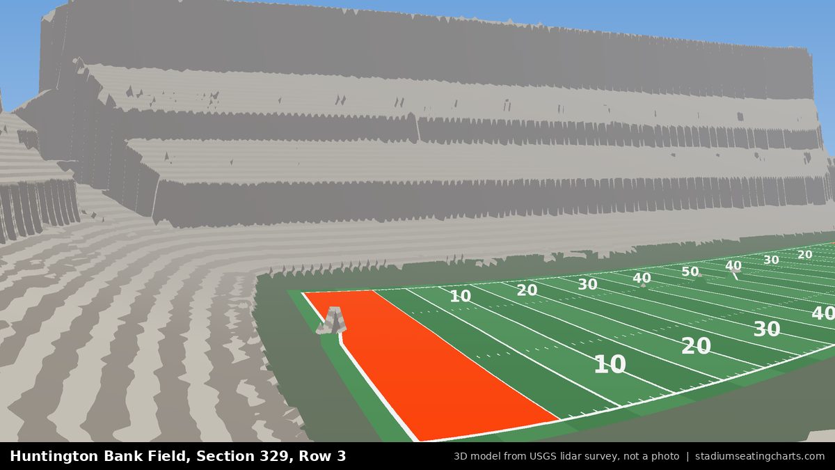 View from Huntington Bank Field Section 329, Row 3, looking toward the field
