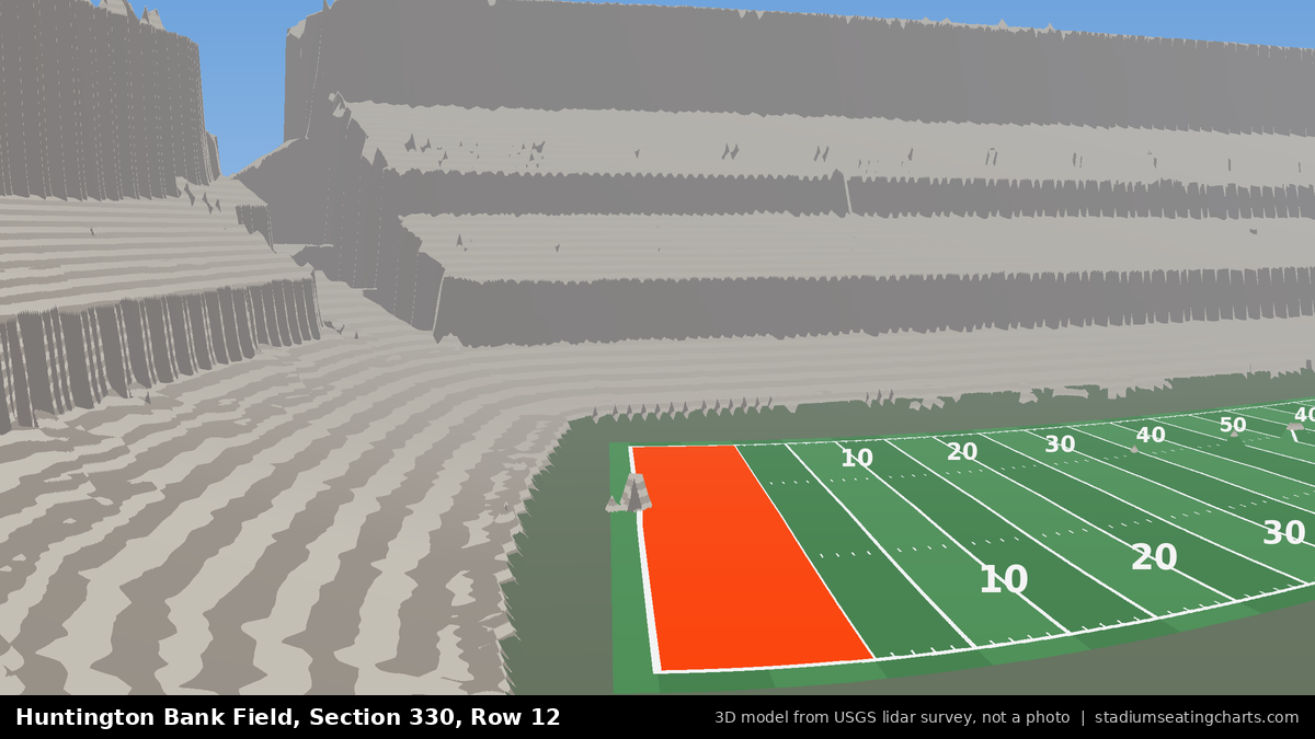 View from Huntington Bank Field Section 330, Row 12, looking toward the field