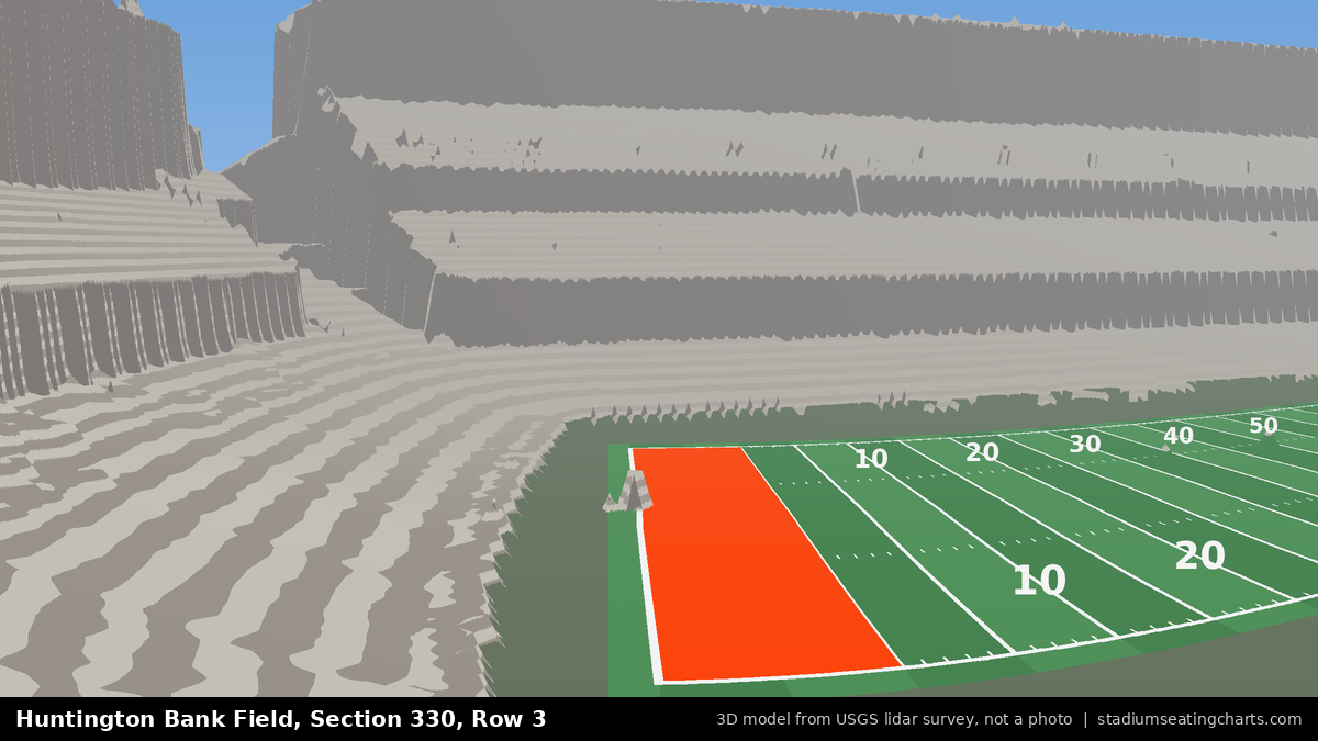 View from Huntington Bank Field Section 330, Row 3, looking toward the field