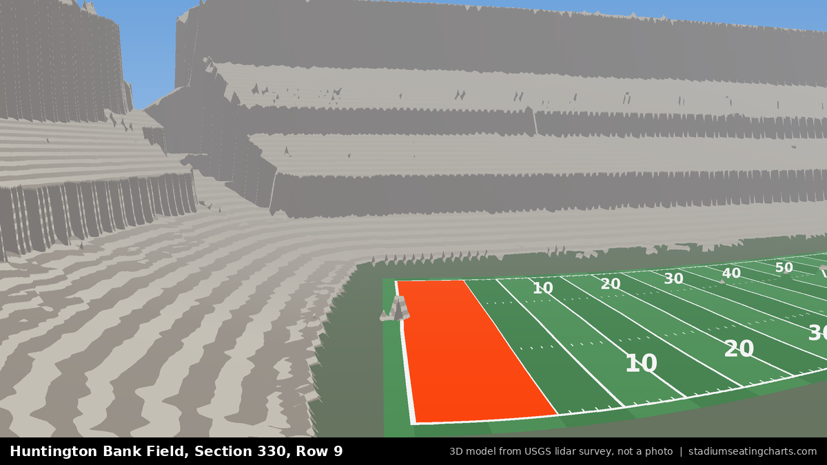 View from Huntington Bank Field Section 330, Row 9, looking toward the field