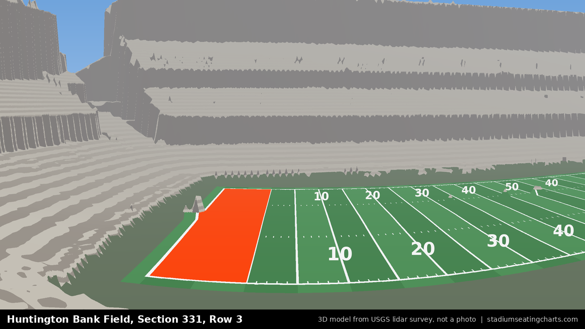 View from Huntington Bank Field Section 331, Row 3, looking toward the field