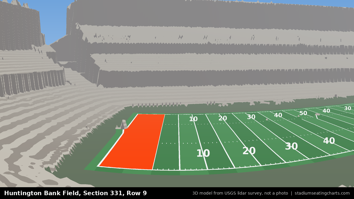 View from Huntington Bank Field Section 331, Row 9, looking toward the field