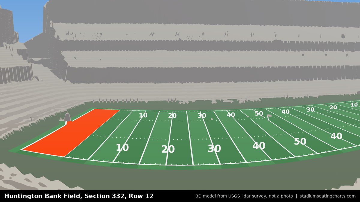 View from Huntington Bank Field Section 332, Row 12, looking toward the field
