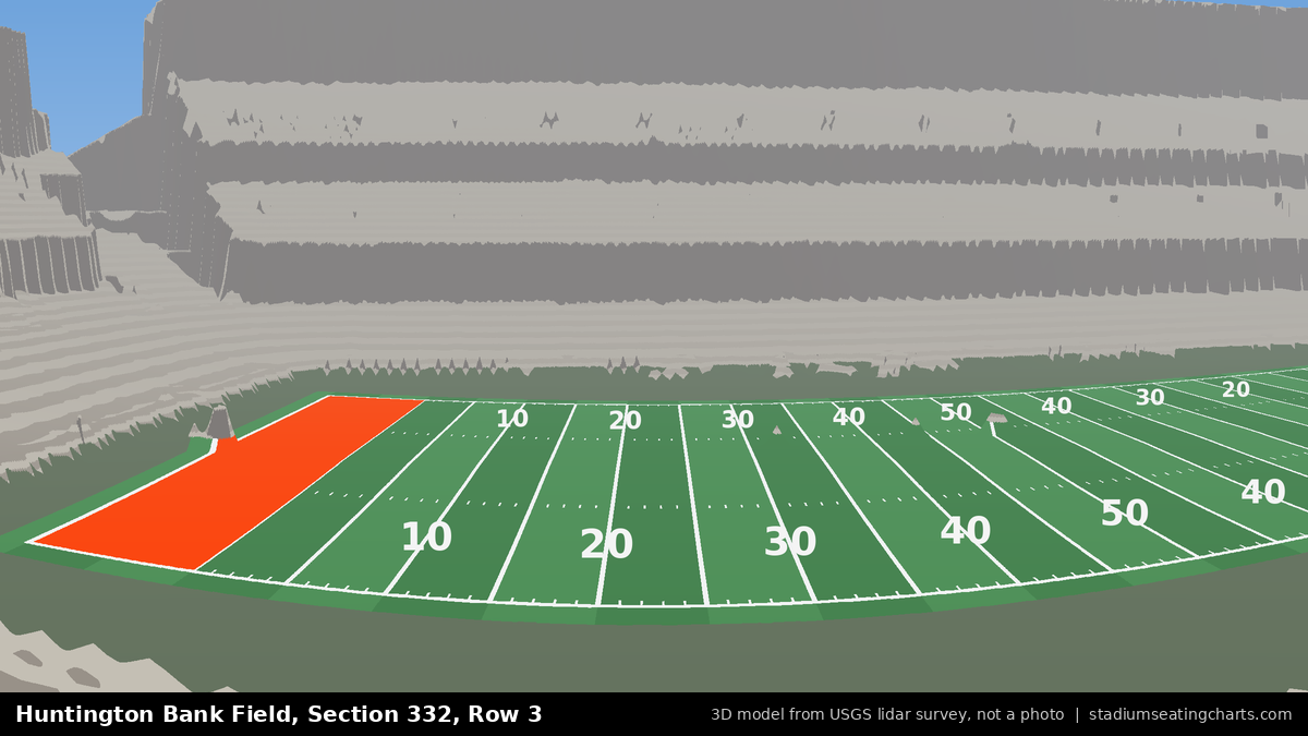 View from Huntington Bank Field Section 332, Row 3, looking toward the field