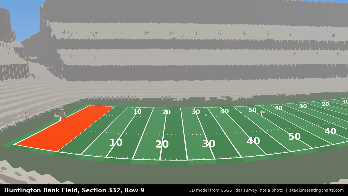 View from Huntington Bank Field Section 332, Row 9, looking toward the field