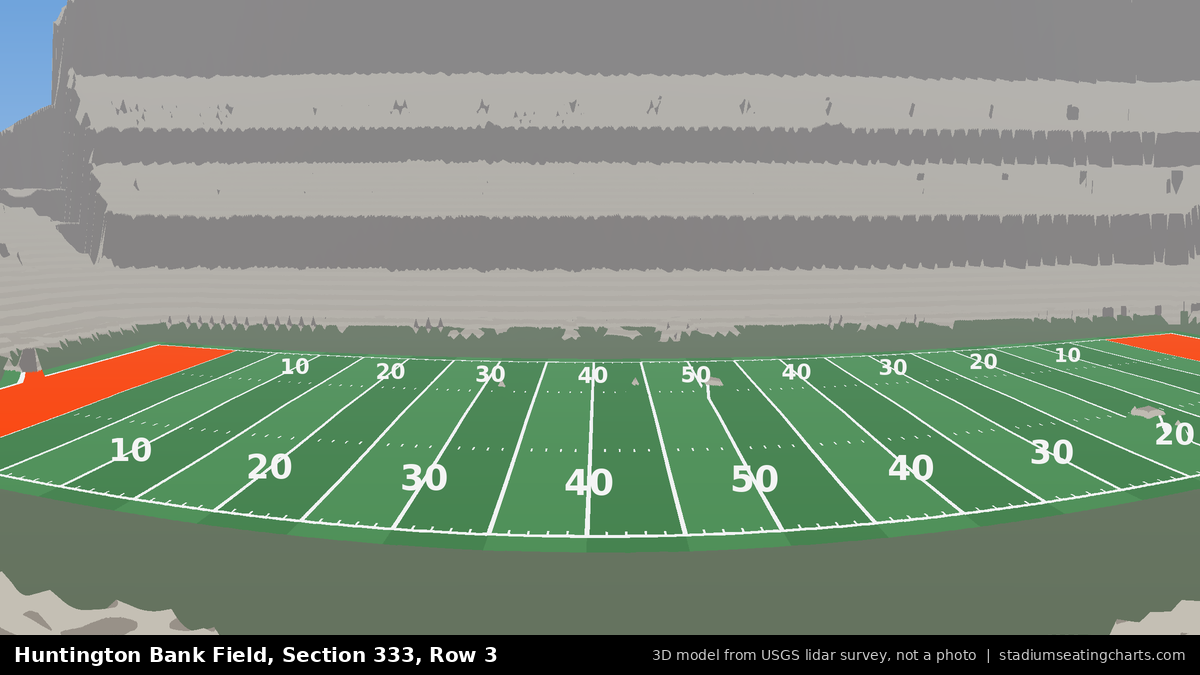 View from Huntington Bank Field Section 333, Row 3, looking toward the field
