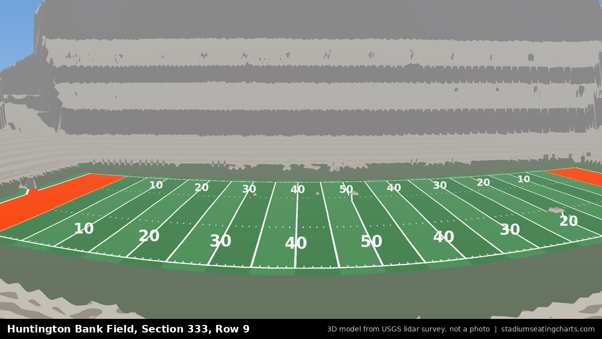 View from Huntington Bank Field Section 333, Row 9, looking toward the field