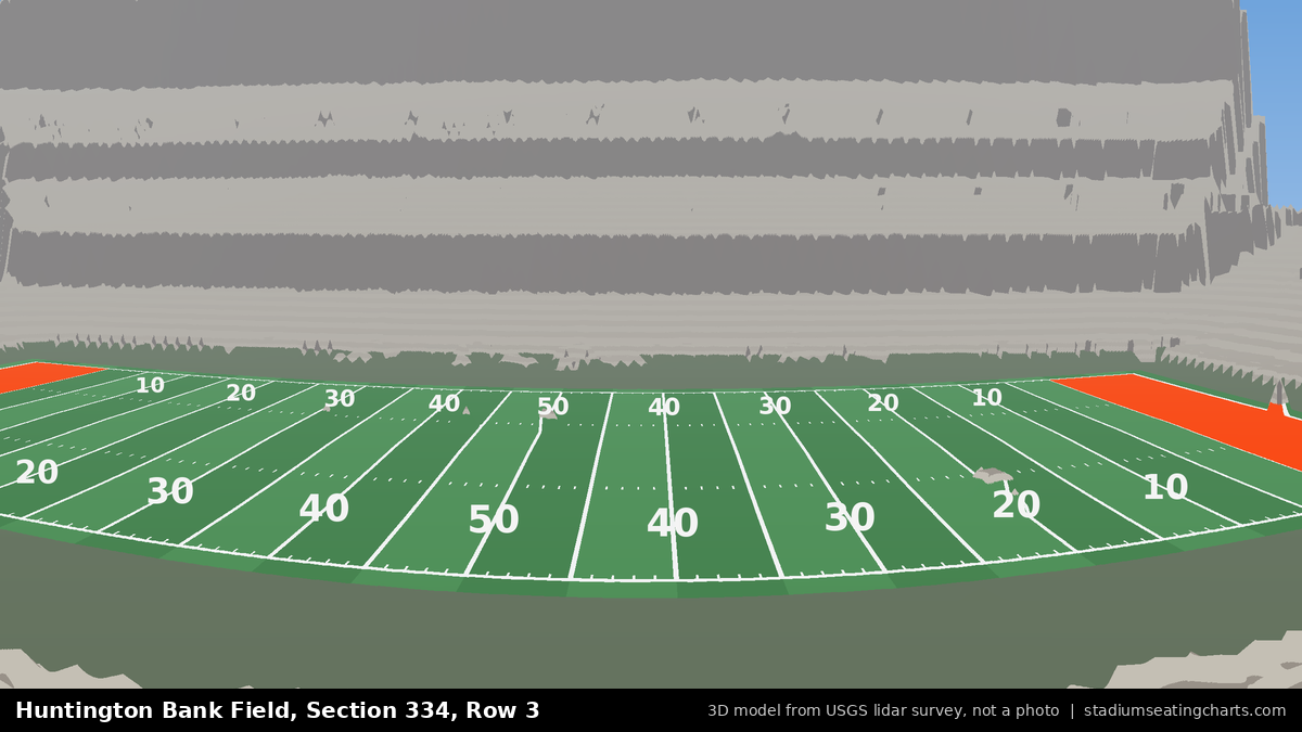 View from Huntington Bank Field Section 334, Row 3, looking toward the field