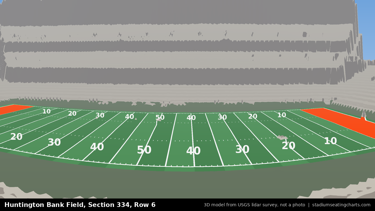View from Huntington Bank Field Section 334, Row 6, looking toward the field