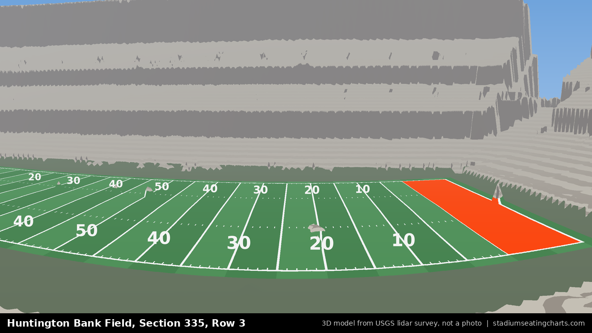 View from Huntington Bank Field Section 335, Row 3, looking toward the field