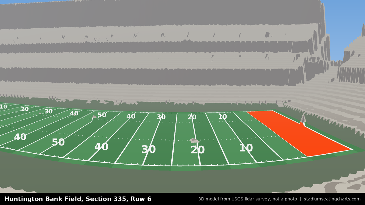View from Huntington Bank Field Section 335, Row 6, looking toward the field