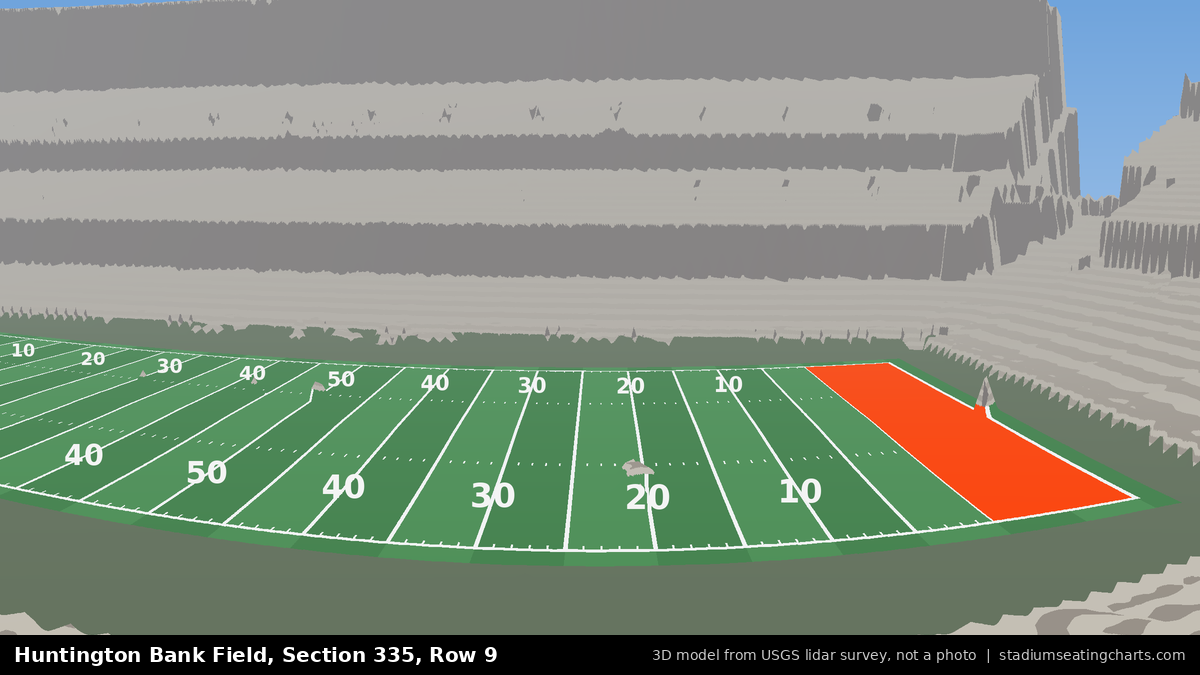 View from Huntington Bank Field Section 335, Row 9, looking toward the field