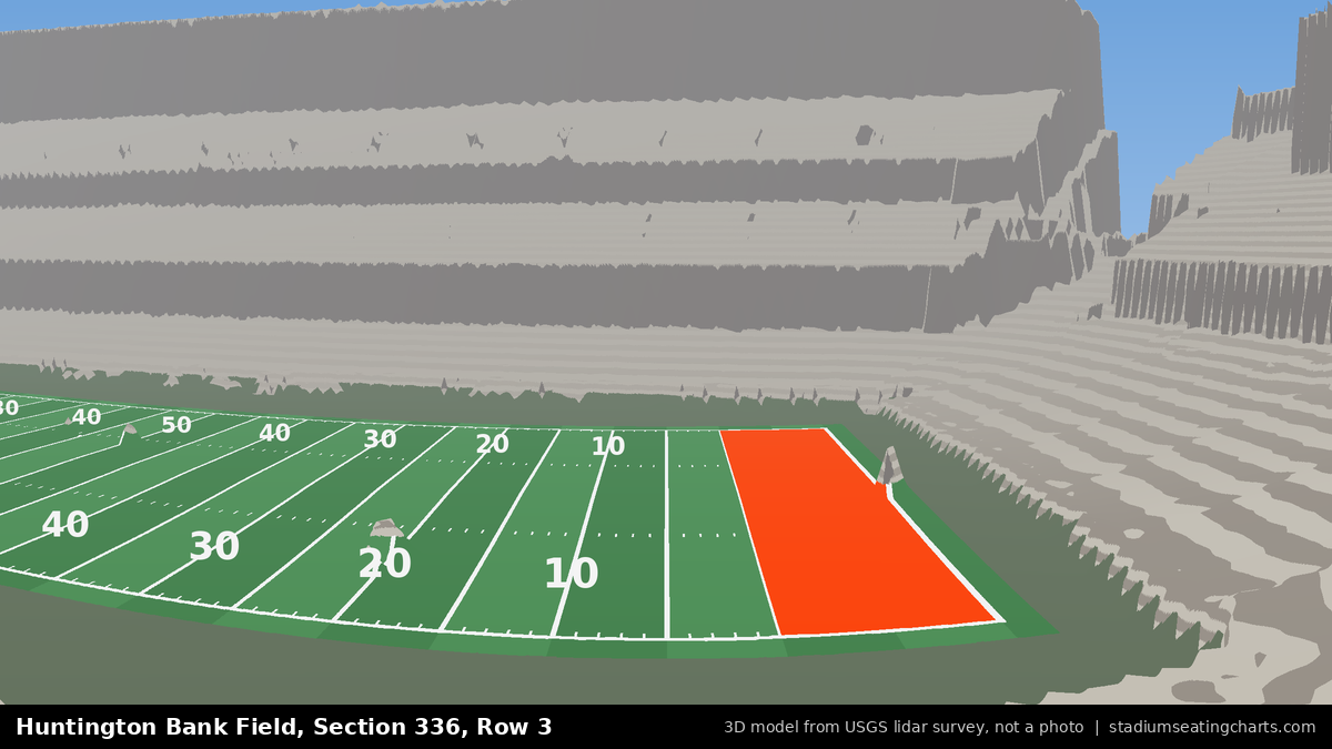 View from Huntington Bank Field Section 336, Row 3, looking toward the field
