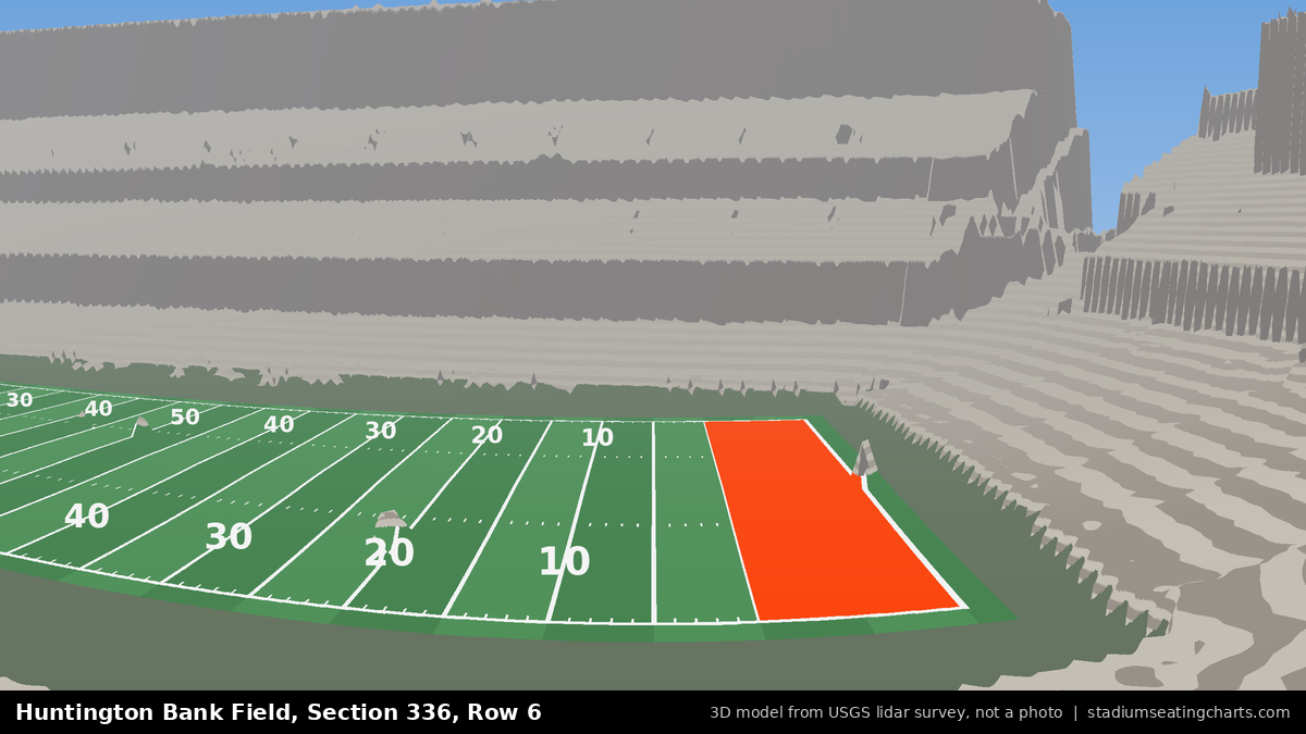View from Huntington Bank Field Section 336, Row 6, looking toward the field