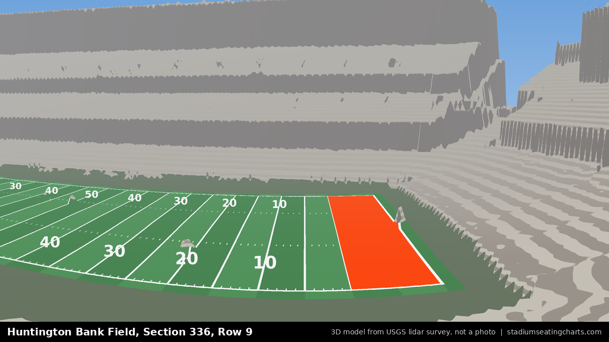 View from Huntington Bank Field Section 336, Row 9, looking toward the field