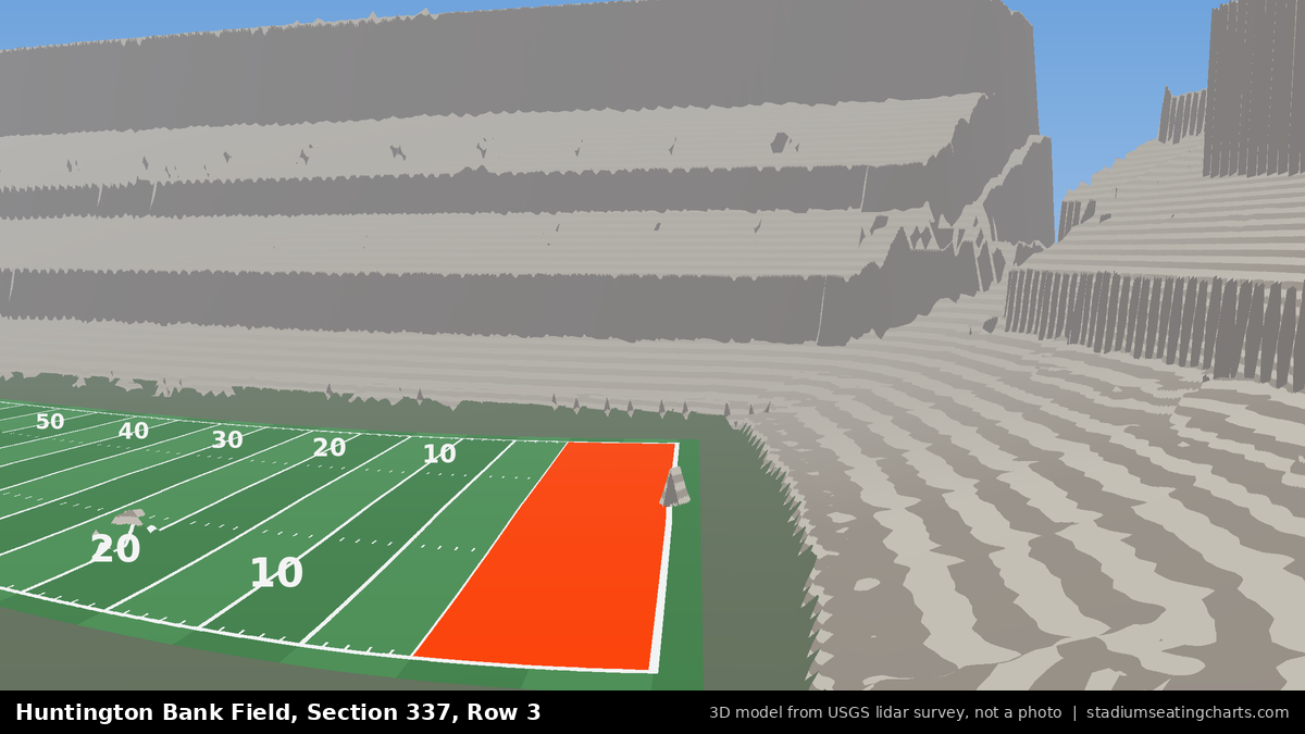 View from Huntington Bank Field Section 337, Row 3, looking toward the field