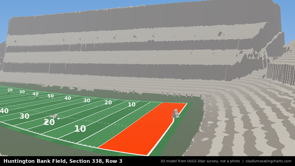 View from Huntington Bank Field Section 338, Row 3, looking toward the field