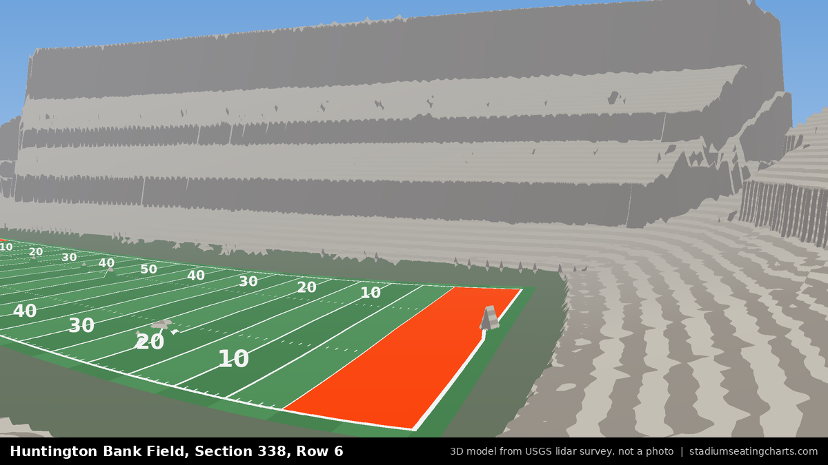 View from Huntington Bank Field Section 338, Row 6, looking toward the field