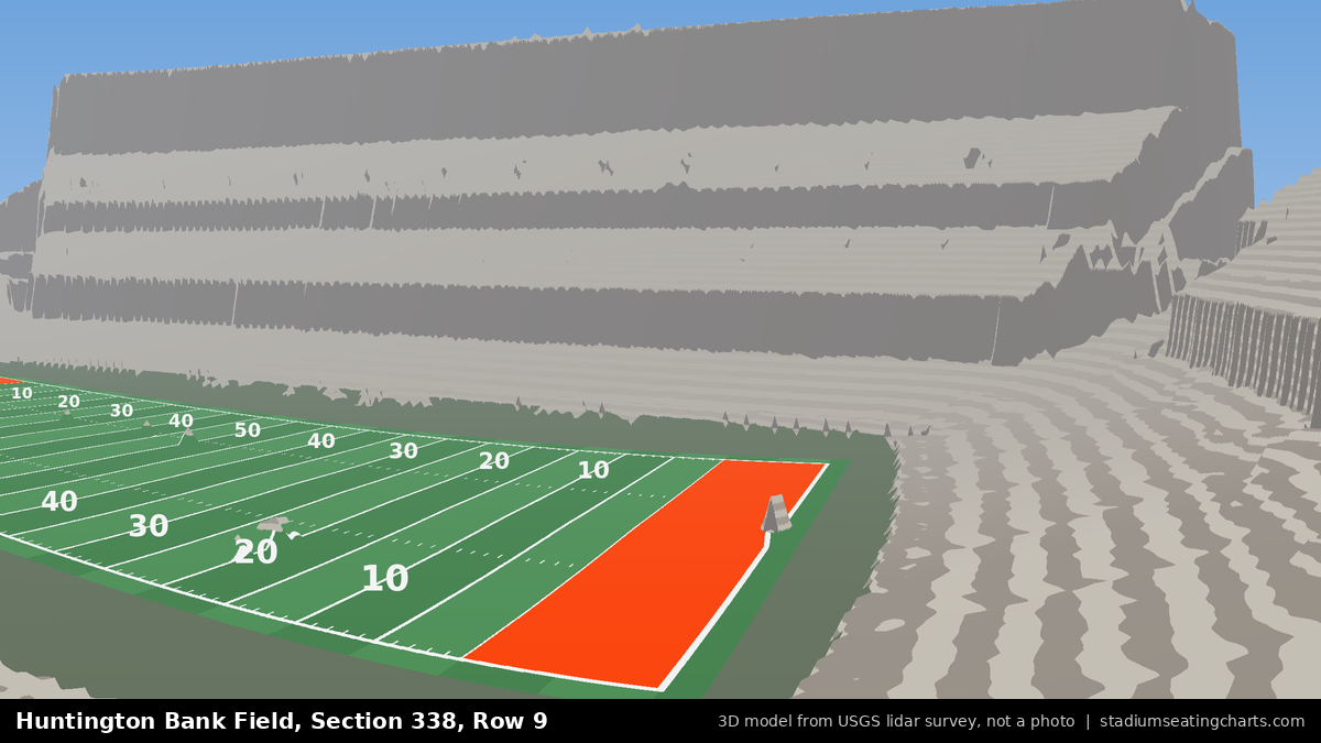 View from Huntington Bank Field Section 338, Row 9, looking toward the field