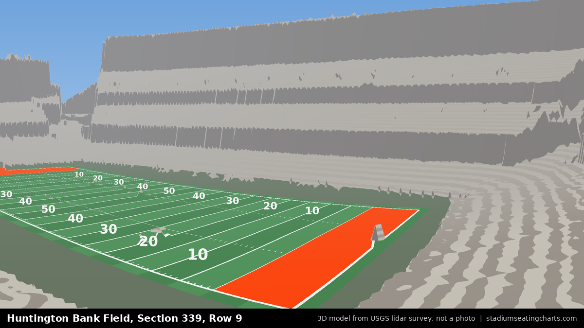 View from Huntington Bank Field Section 339, Row 9, looking toward the field