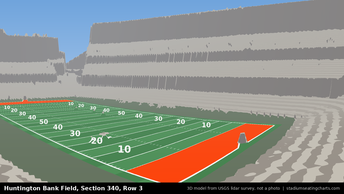 View from Huntington Bank Field Section 340, Row 3, looking toward the field