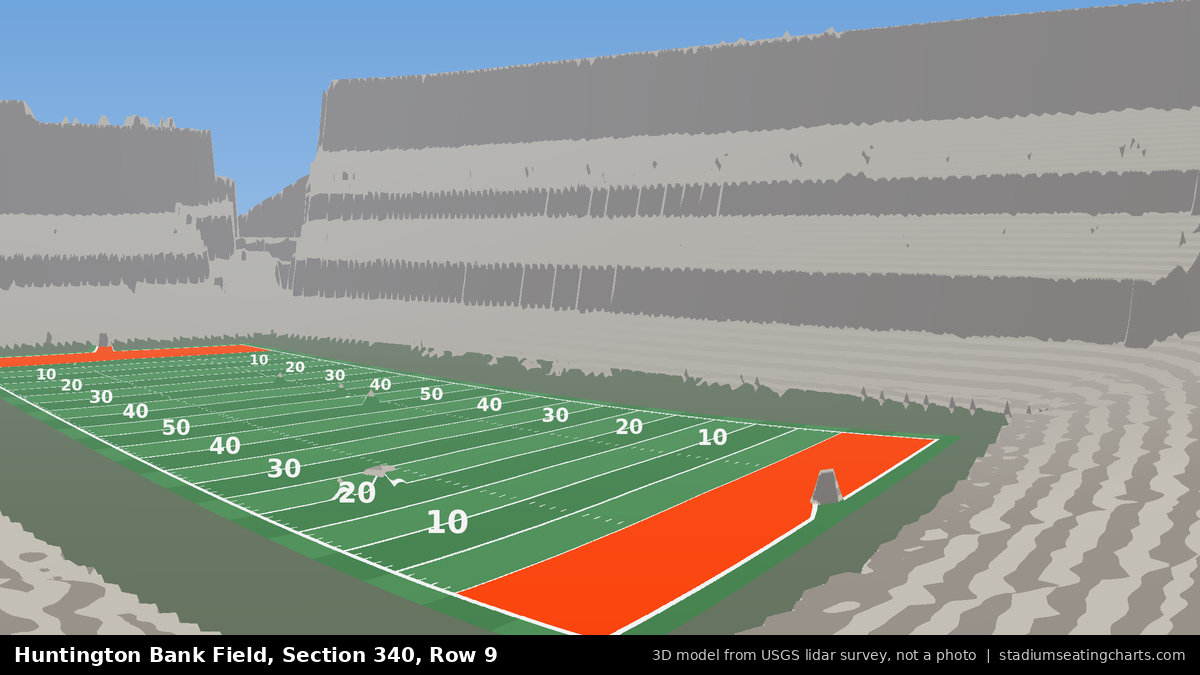 View from Huntington Bank Field Section 340, Row 9, looking toward the field