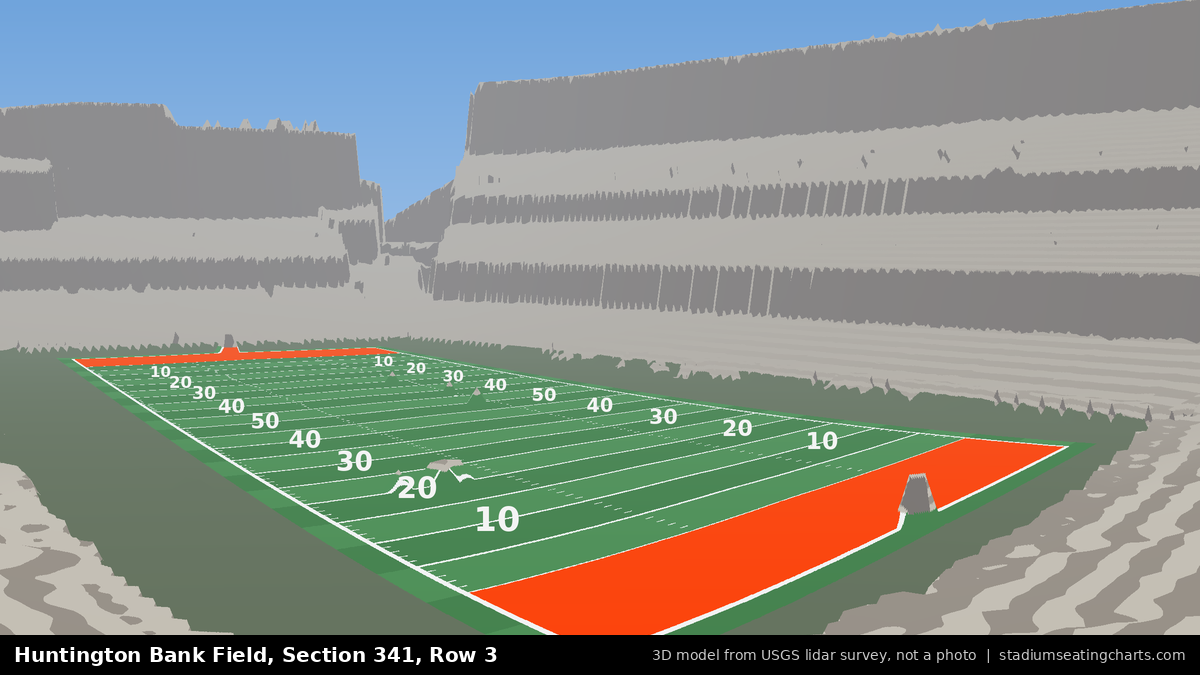 View from Huntington Bank Field Section 341, Row 3, looking toward the field
