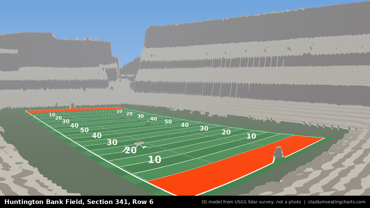 View from Huntington Bank Field Section 341, Row 6, looking toward the field