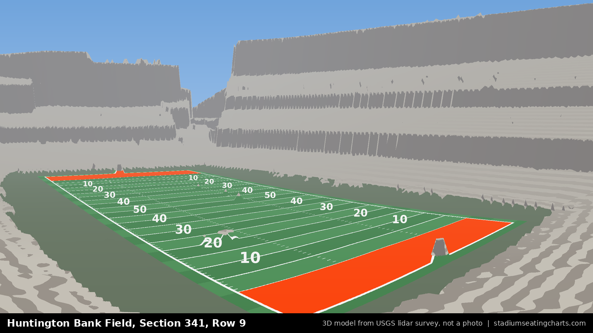 View from Huntington Bank Field Section 341, Row 9, looking toward the field