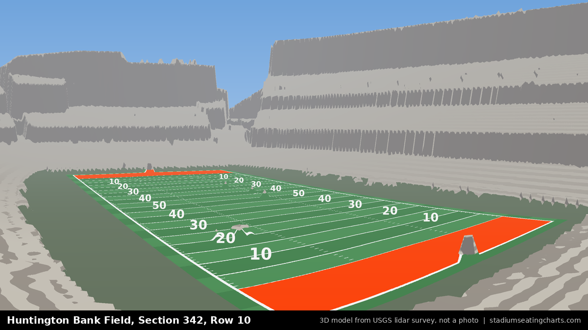 View from Huntington Bank Field Section 342, Row 10, looking toward the field