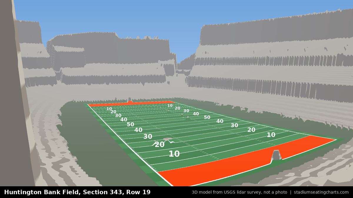 View from Huntington Bank Field Section 343, Row 19, looking toward the field