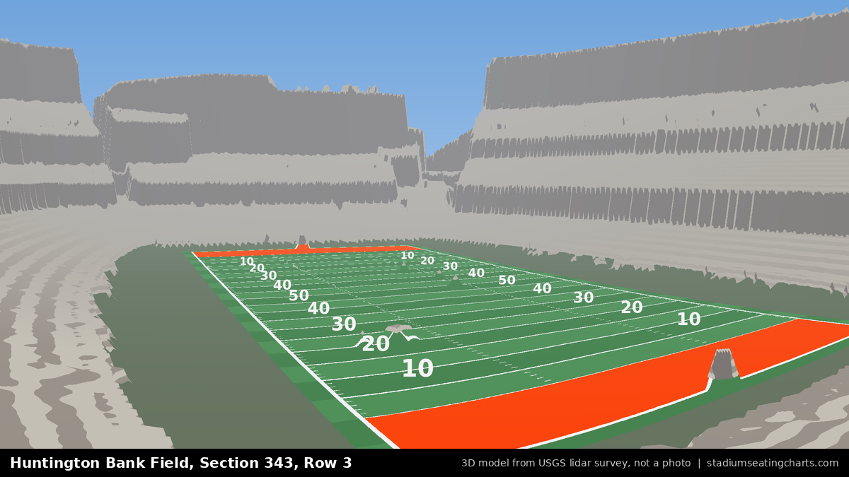 View from Huntington Bank Field Section 343, Row 3, looking toward the field