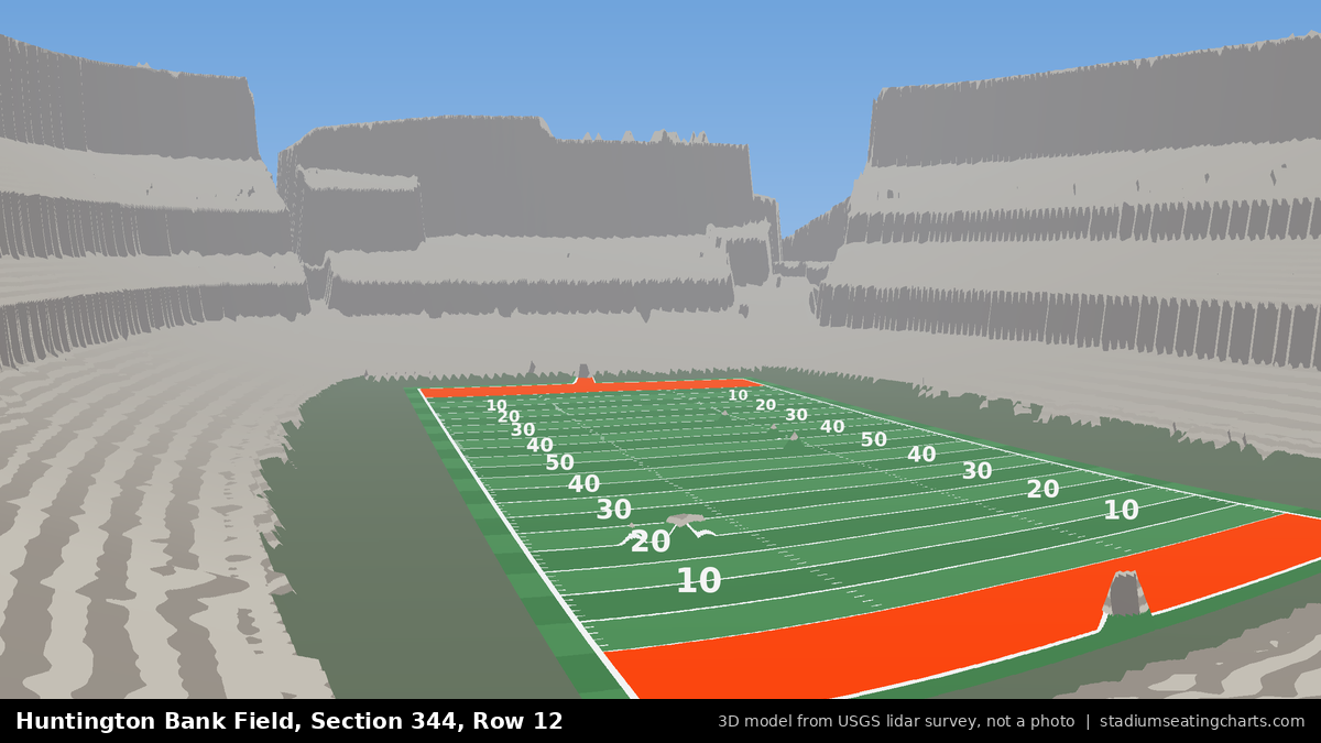 View from Huntington Bank Field Section 344, Row 12, looking toward the field