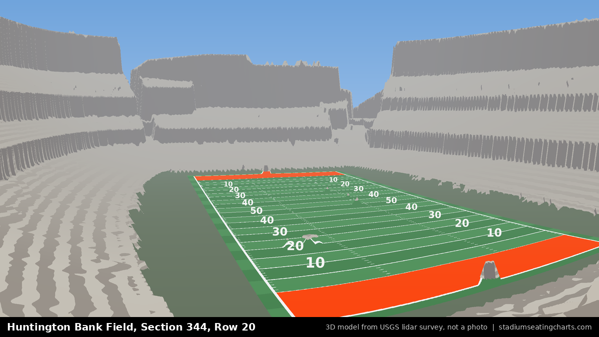 View from Huntington Bank Field Section 344, Row 20, looking toward the field