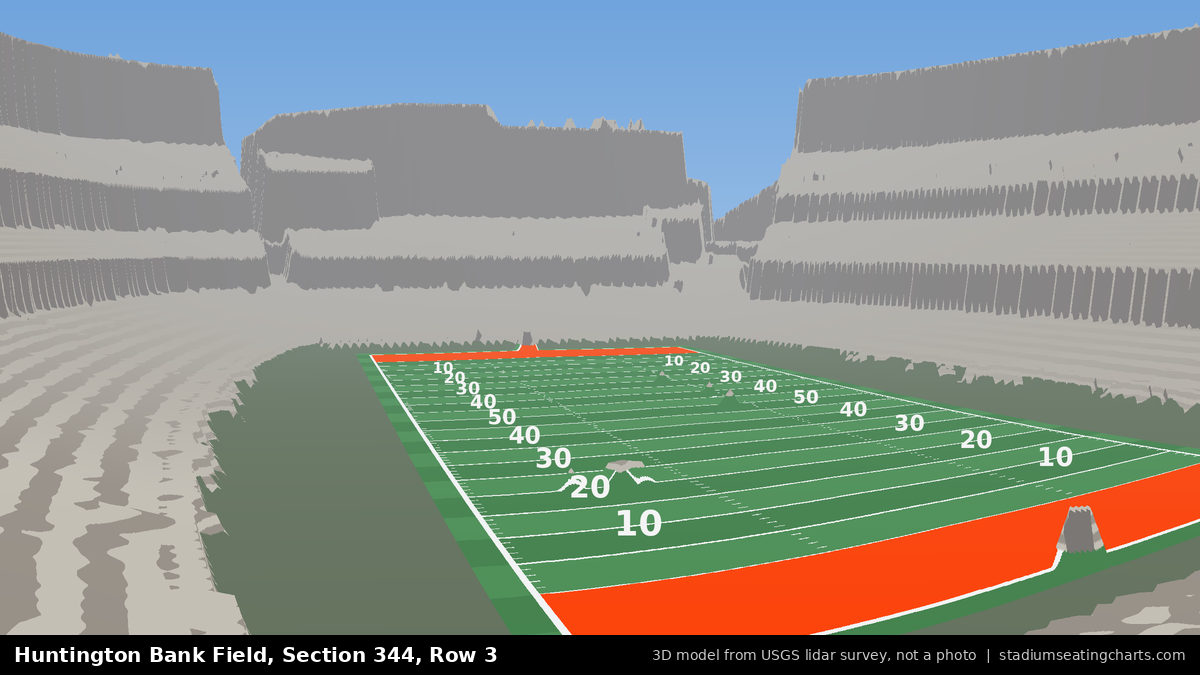 View from Huntington Bank Field Section 344, Row 3, looking toward the field