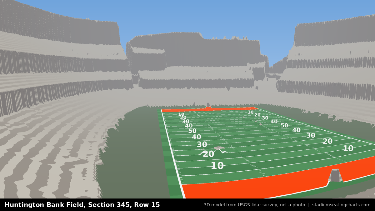 View from Huntington Bank Field Section 345, Row 15, looking toward the field