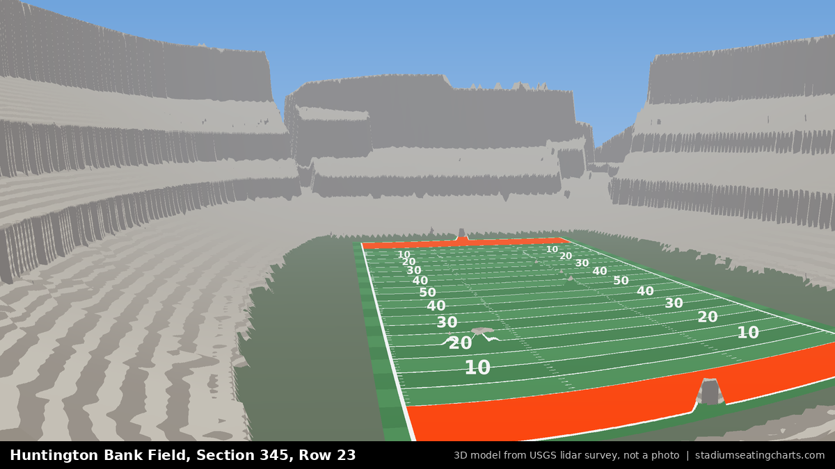 View from Huntington Bank Field Section 345, Row 23, looking toward the field