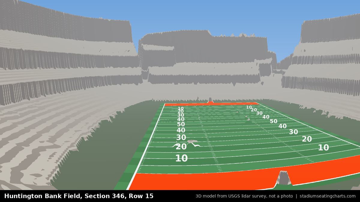 View from Huntington Bank Field Section 346, Row 15, looking toward the field