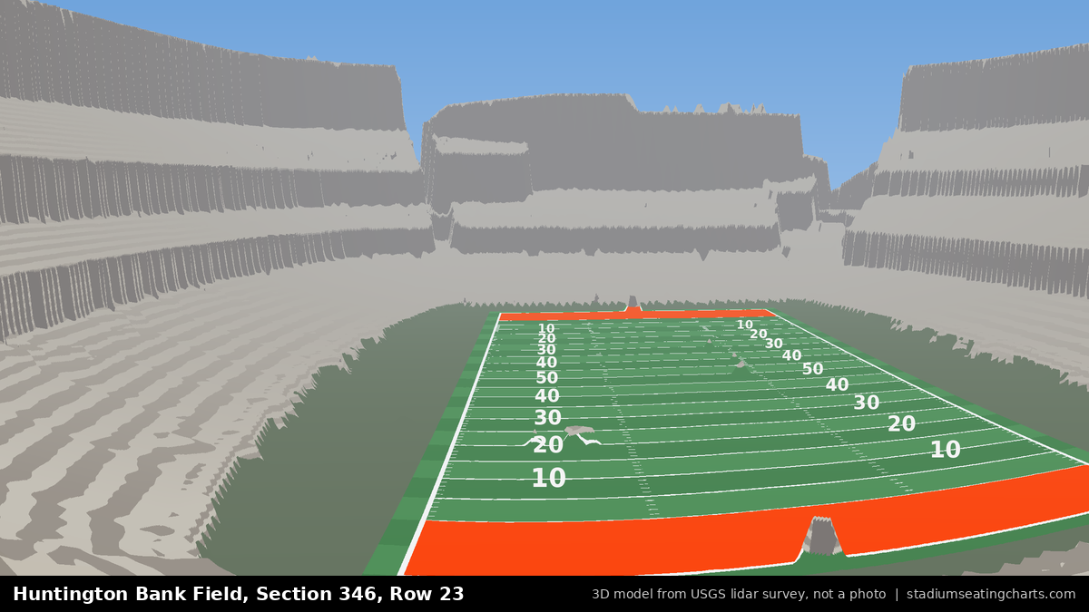 View from Huntington Bank Field Section 346, Row 23, looking toward the field