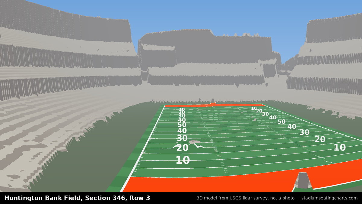 View from Huntington Bank Field Section 346, Row 3, looking toward the field